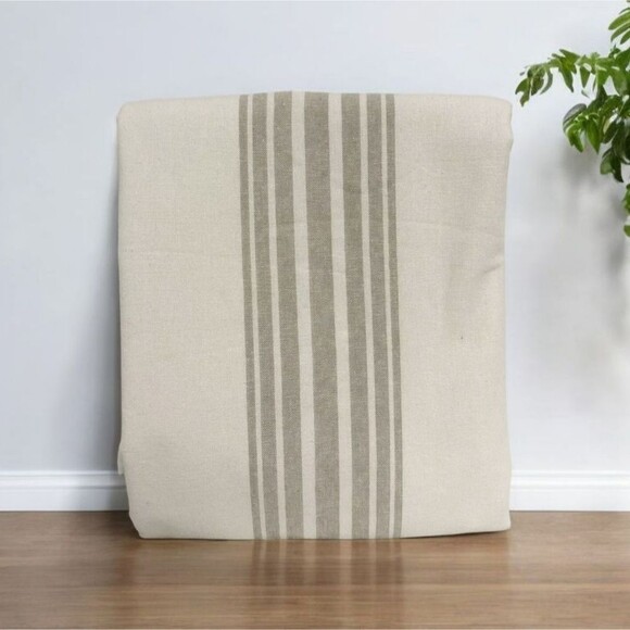 Pottery Barn Riviera Stripe 1 Panel Drape Linen Lined Sandalwood 50x108" Curtain - Picture 1 of 4